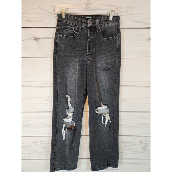 wild fable Denim - Wild Fable Women's Black High Rise Cotton Distressed Ankle Straight Jeans Size 2